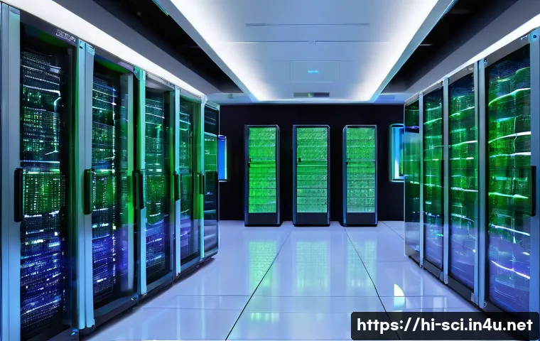 고속 컴퓨팅과 양자 프로세서 개발 - **Prompt 1: The Heart of High-Speed Computing**
"A visually stunning, futuristic data center sho...