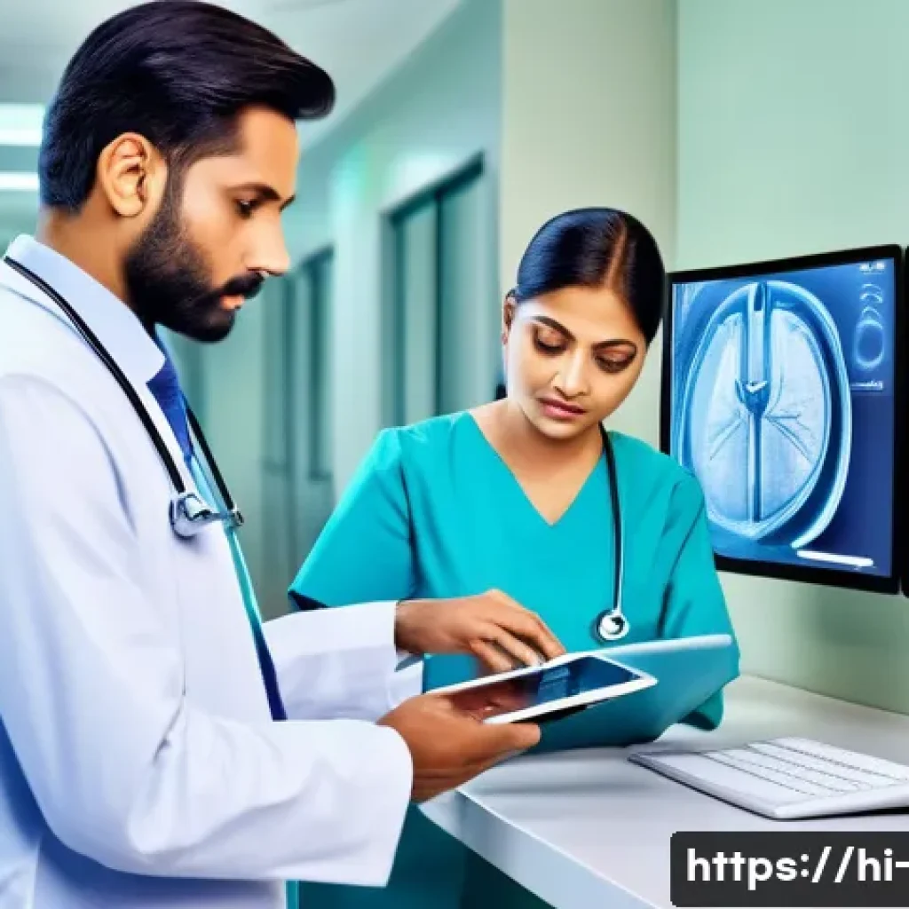 유전자 데이터와 개인 맞춤 의학 - A modern hospital emergency room scene showing a diverse group of Indian healthcare professionals us...