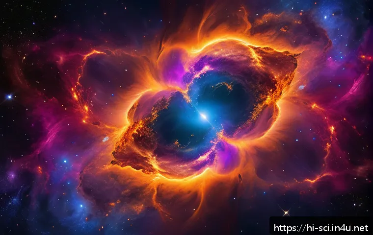 우주론과 빅뱅 모델 - A detailed cosmic scene depicting the Big Bang singularity: a radiant, intensely hot and dense point...