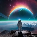 Home 19 지구 외 생명체 탐사 방법 - A futuristic space observatory scene featuring a large advanced spectroscope analyzing the atmospher...